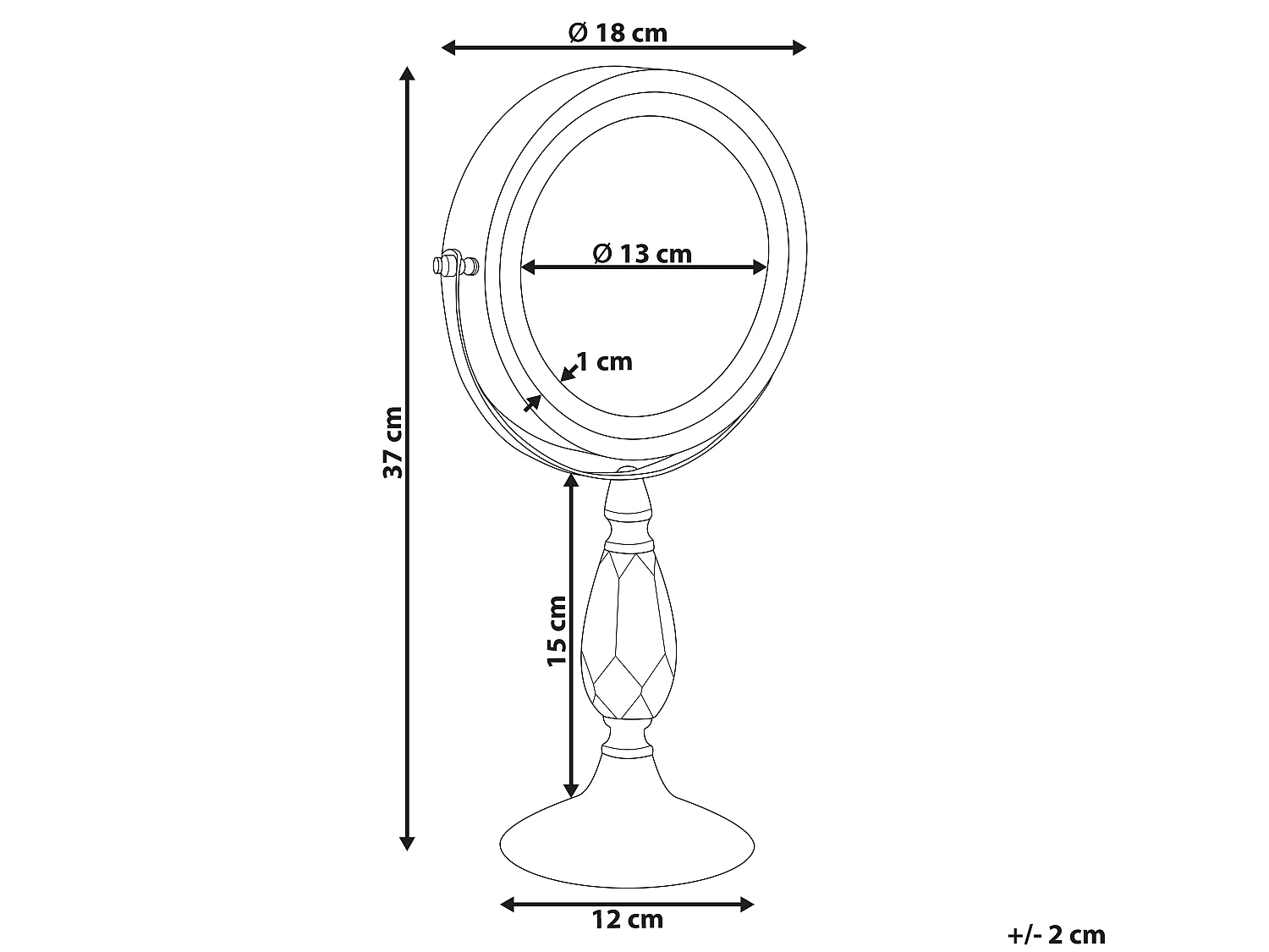 Miroir de table LED MAURY Argenté