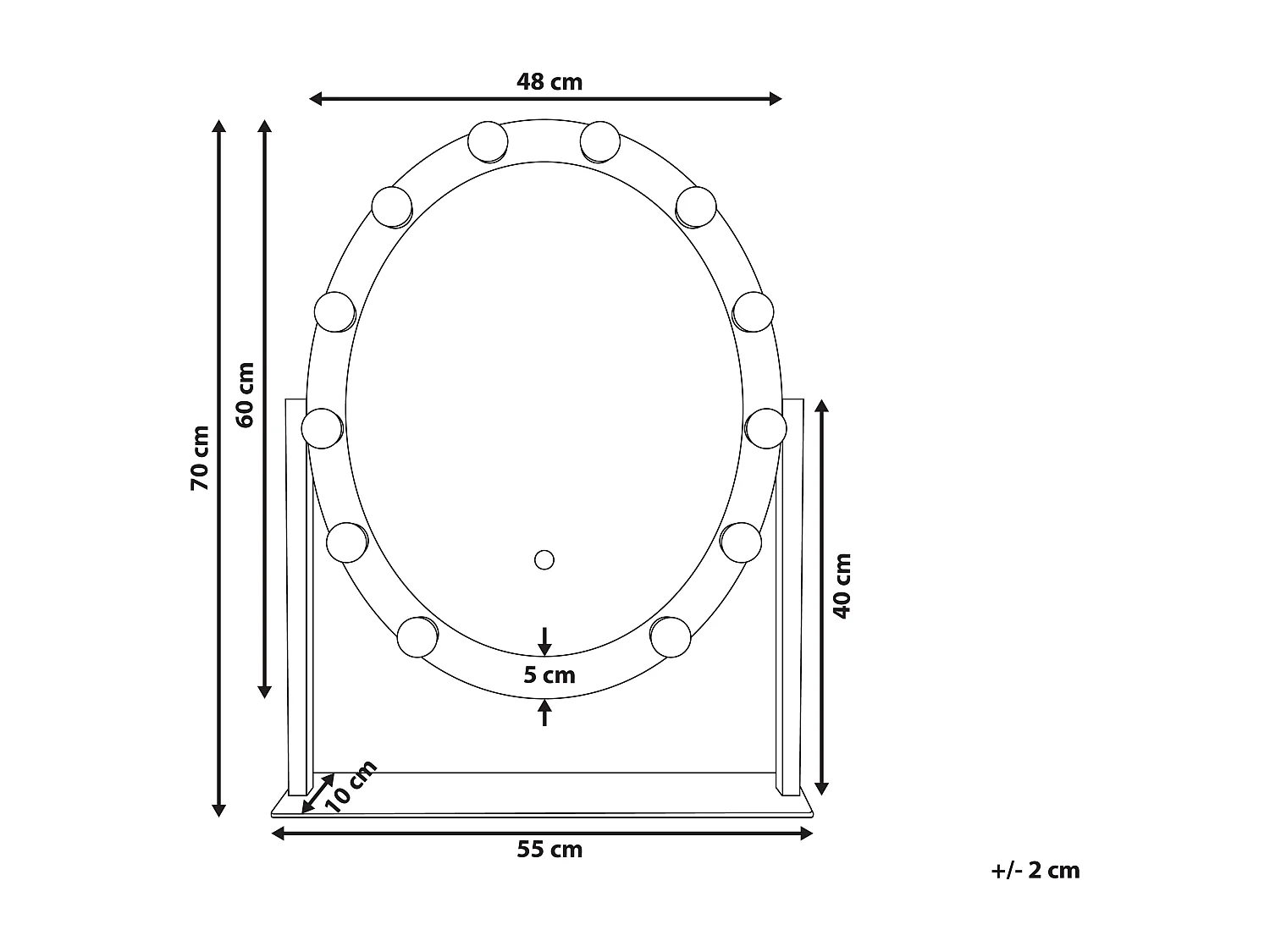 Glamouröser Badspiegel LED-Beleuchtung weiß oval 50 x 60 cm Rostrenen