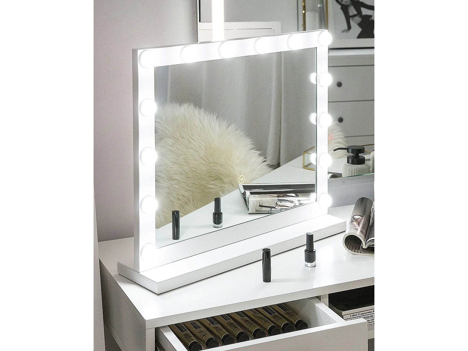 Schminktisch Spiegel LED BEAUVOIR Weiss