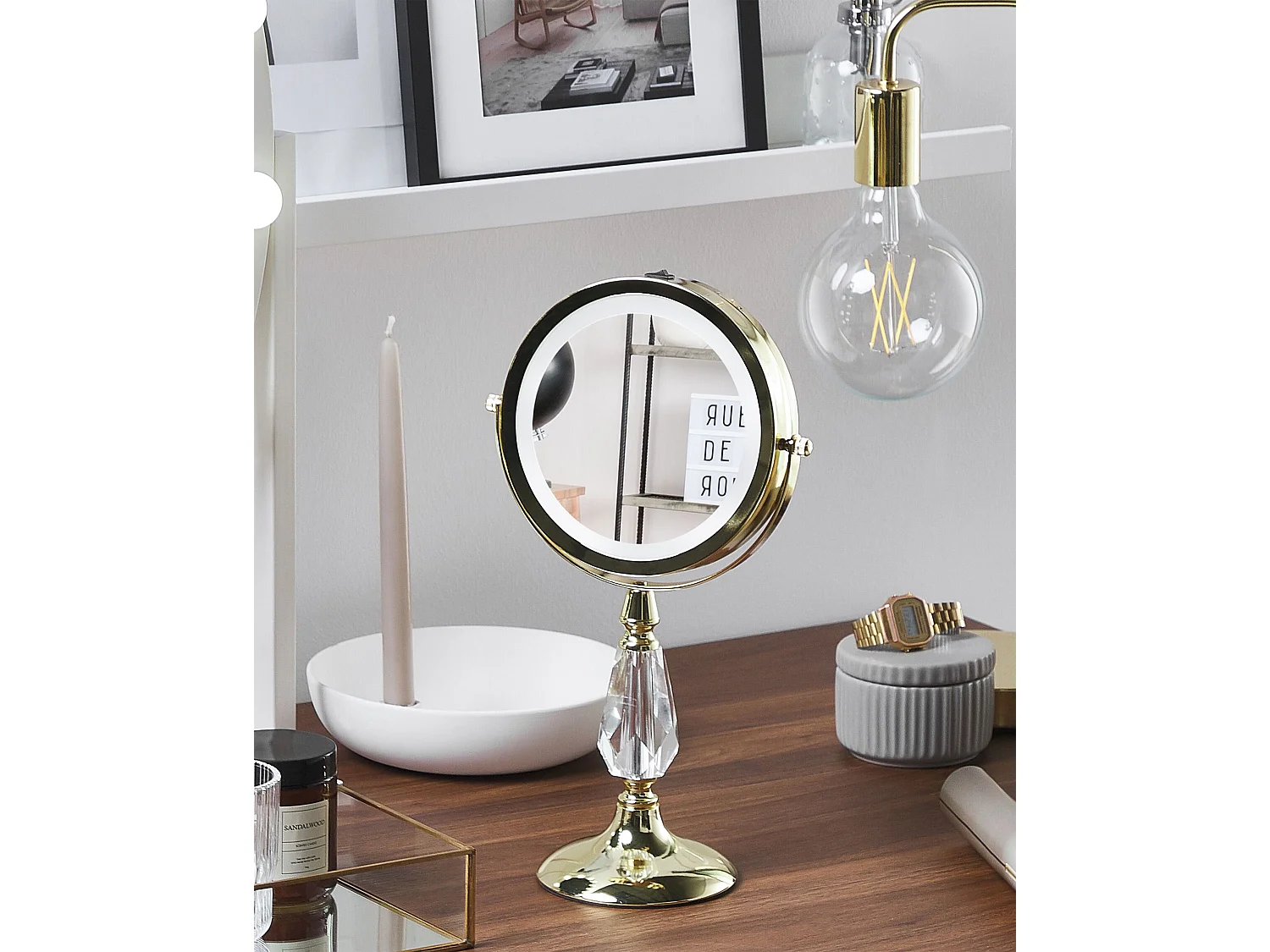 Miroir de table LED MAURY Doré