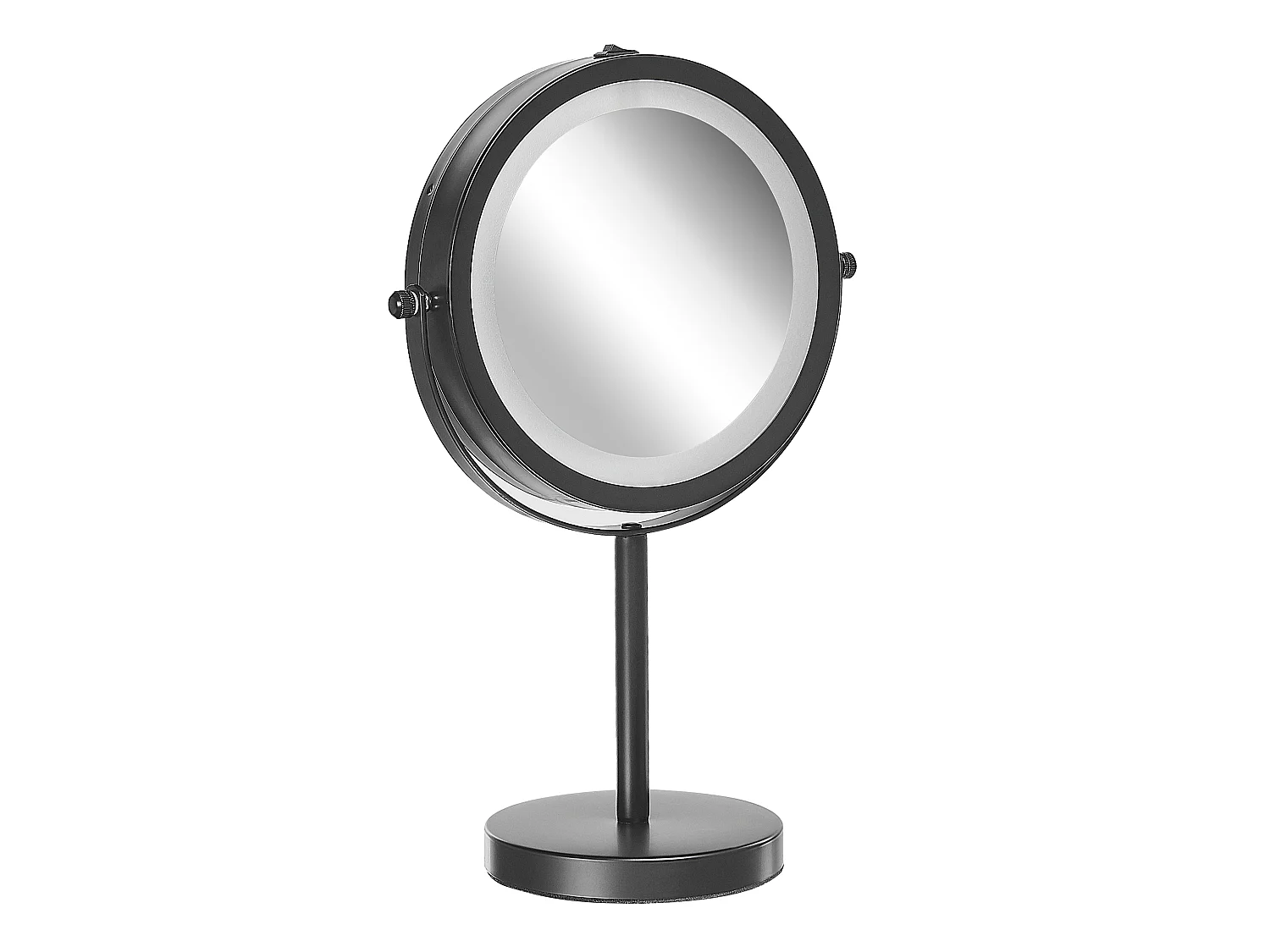 Schminkspiegel schwarz doppelseitig drehbar LED Beleuchtung Vergrößerung Tuchan