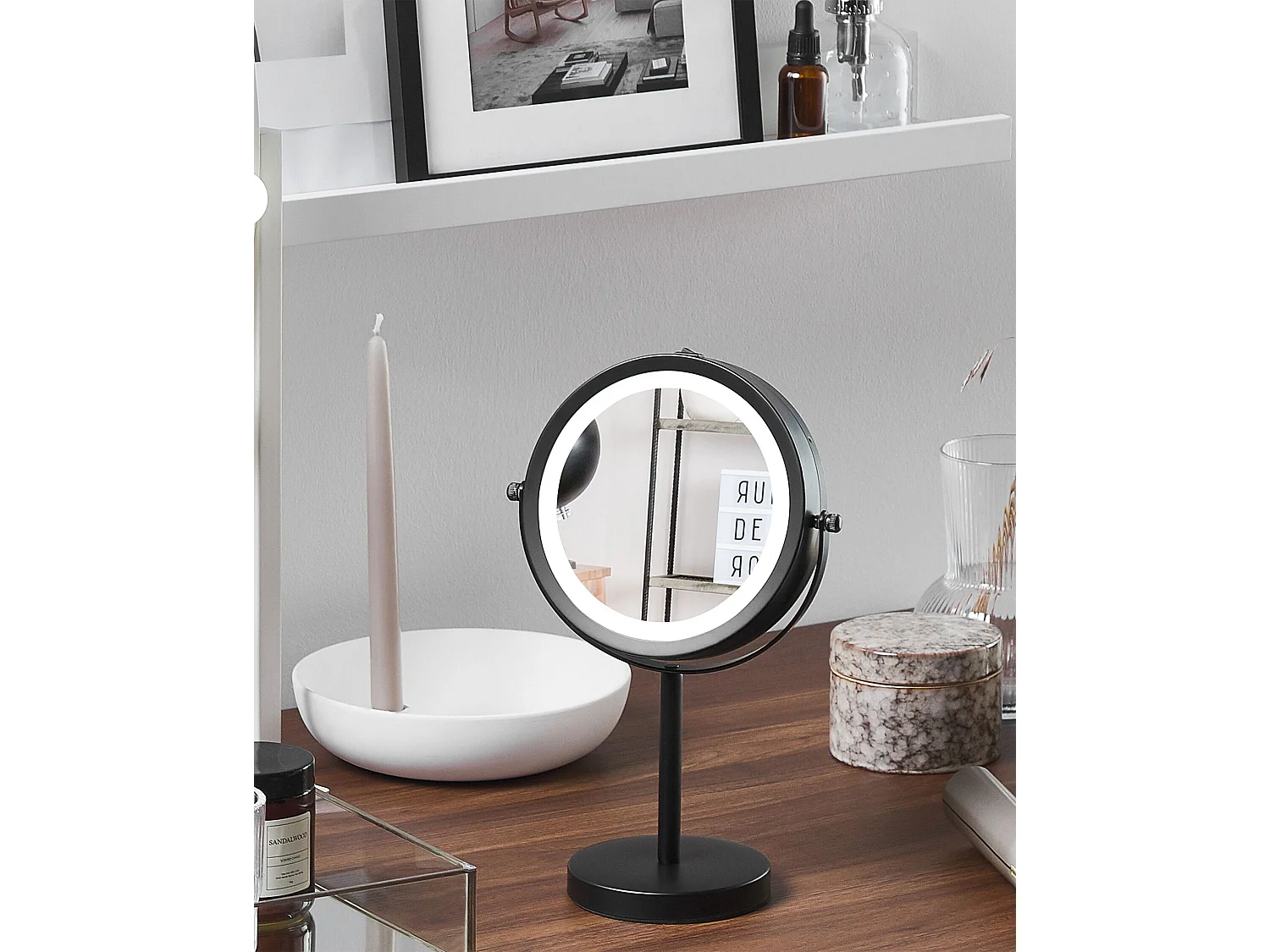 Make-up spiegel LED TUCHAN Zwart