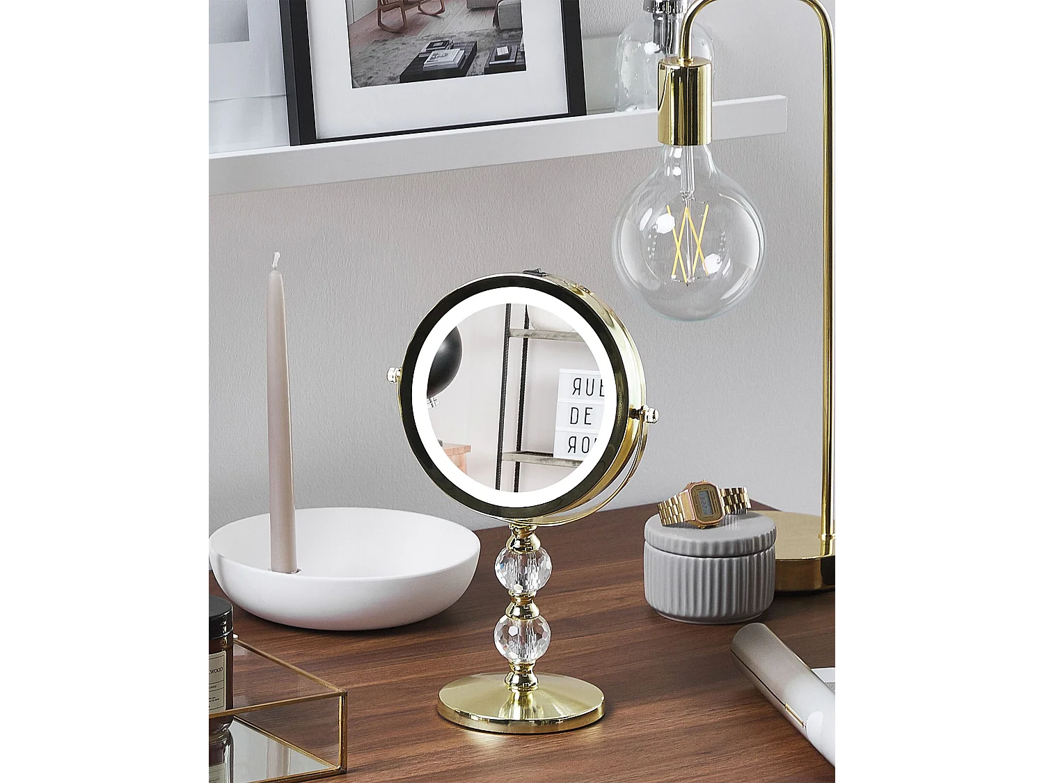 Miroir de table LED CLAIRA Doré