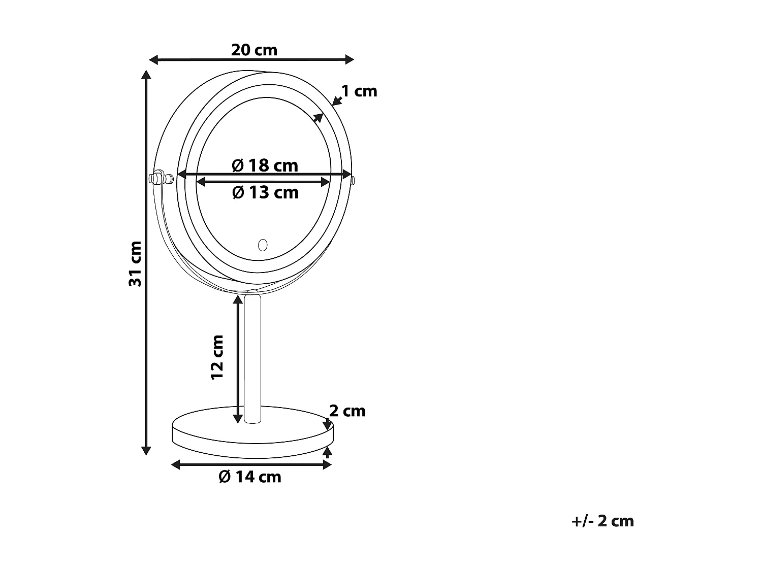 Make-up spiegel LED VERDUN Zilver