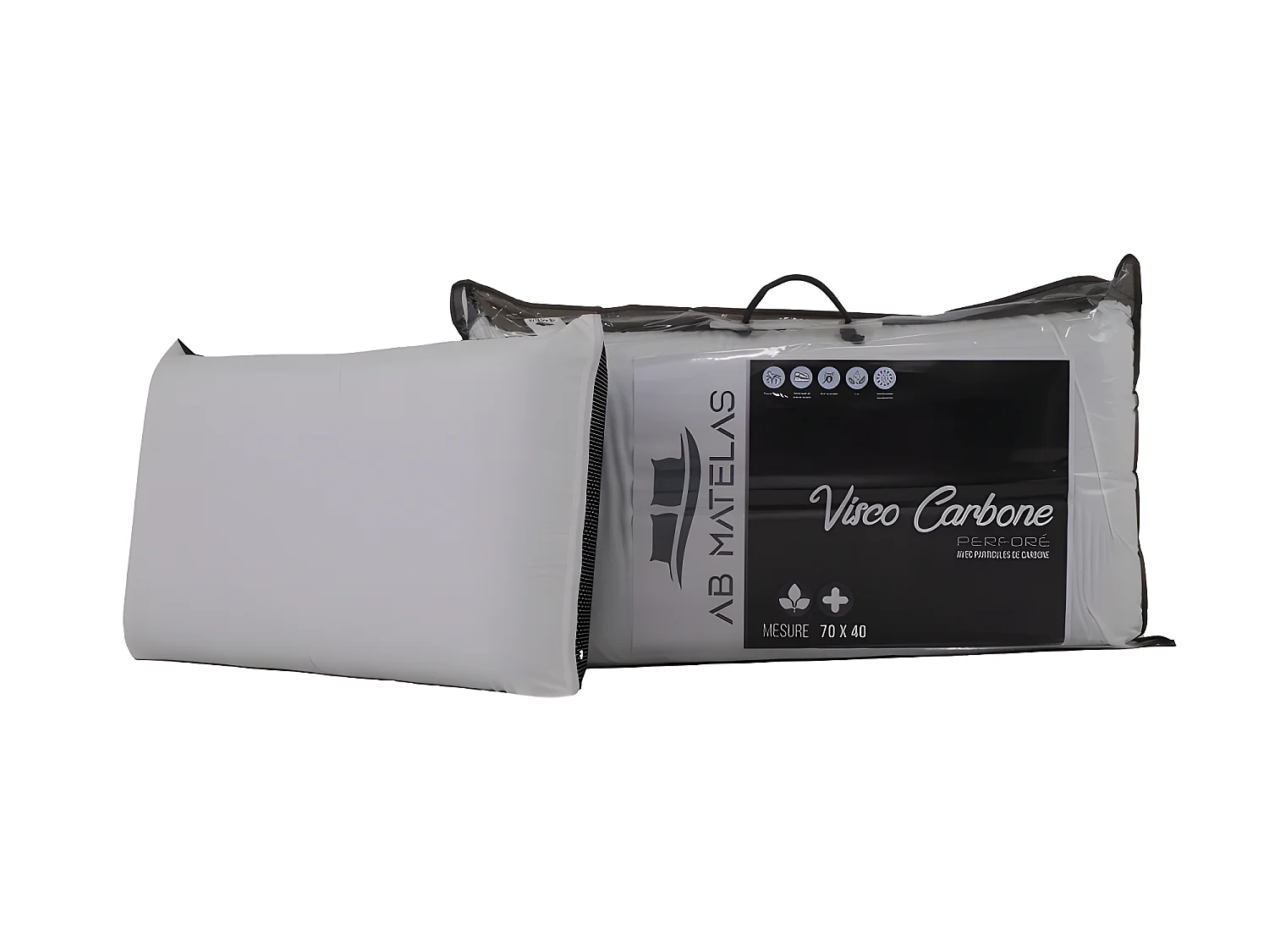 2 Oreillers au Carbone à accueil mémoire de forme - 70x40cm