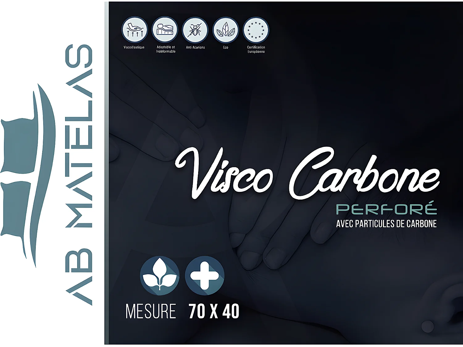 Oreiller au Carbone à accueil mémoire de forme - 70x40cm