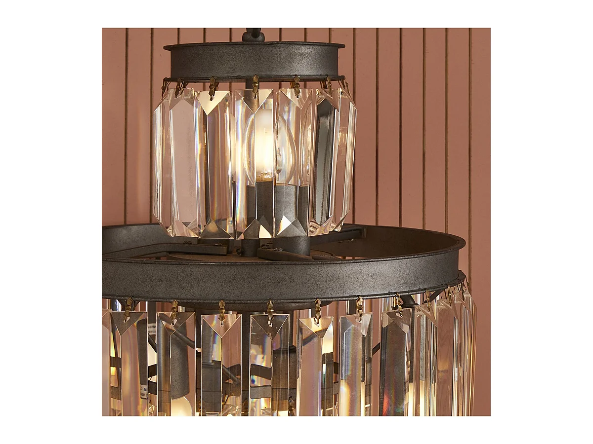 Tischlampe Glas Metall Grau Fulgurant