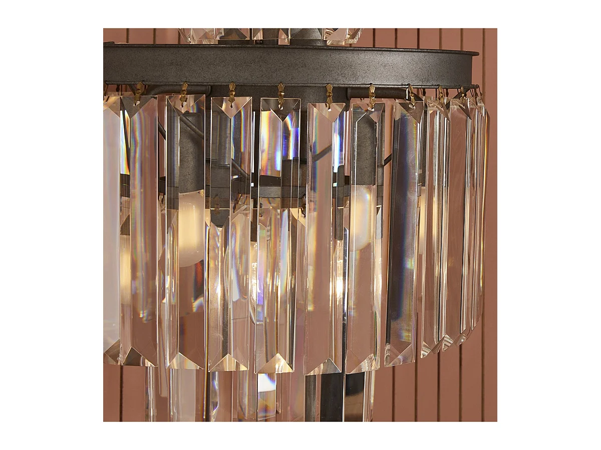Tischlampe Glas Metall Grau Fulgurant