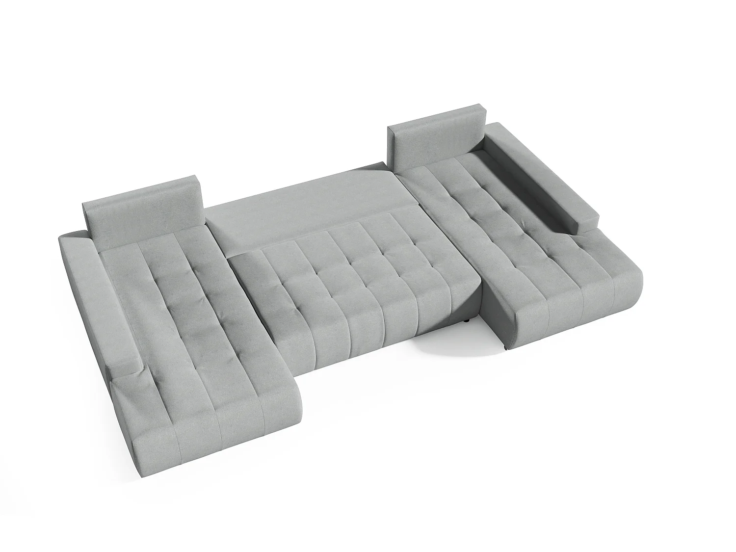 Canapé panoramique convertible BELUTI en tissu beige