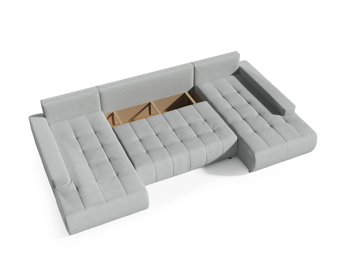 Canapé panoramique convertible BELUTI en tissu beige