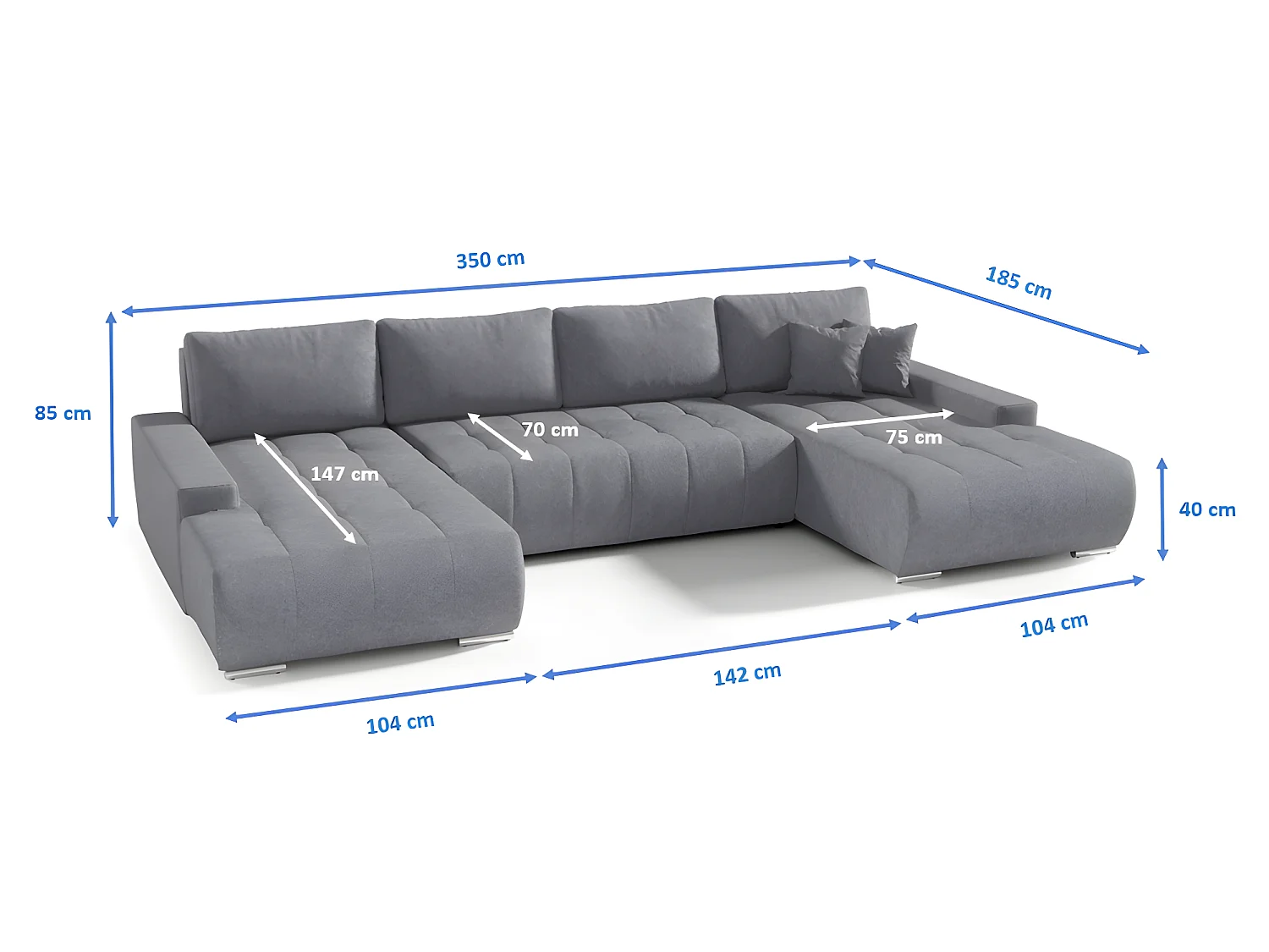 Canapé panoramique convertible BELUTI en tissu beige