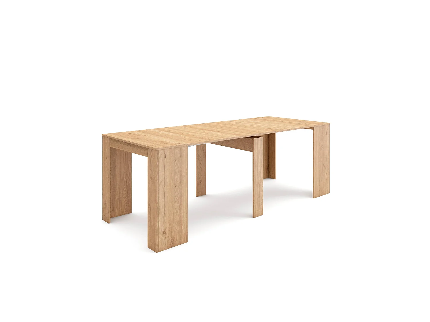 Uitschuifbare Consoletafel, 222x90x77cm, Voor 10 personen, Tafel, Eiken