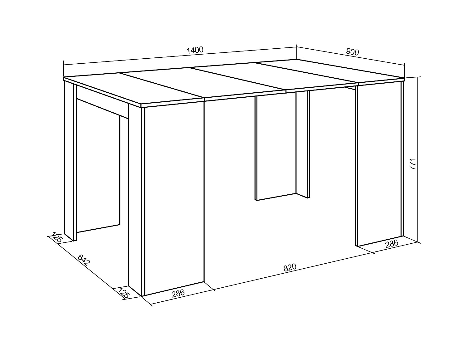 Table console extensible, 140x90x77cm, Pour 6 personnes, Table à Manger, Ciment