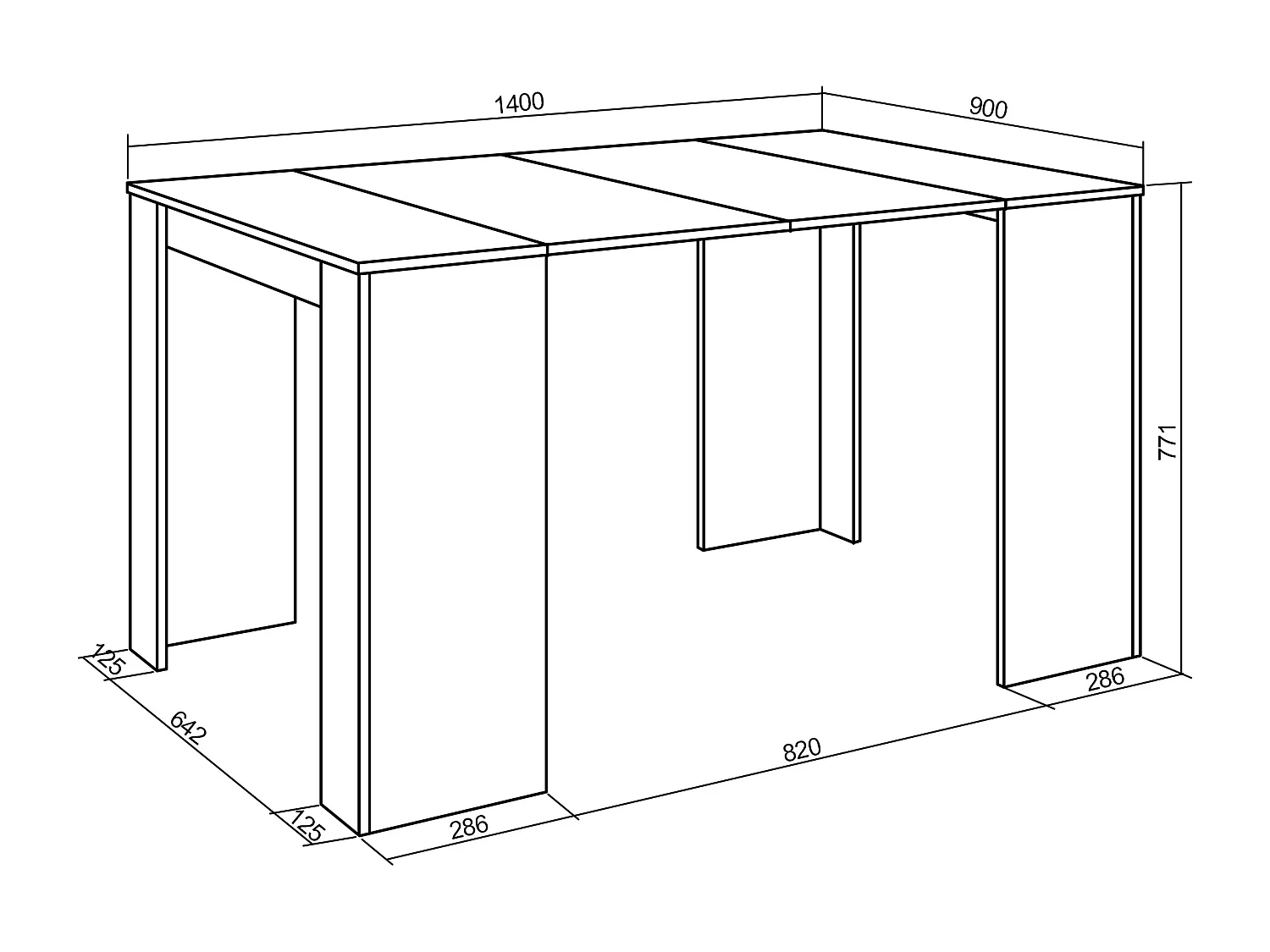 Table console extensible, 140x90x77cm, Pour 6 personnes, Table à Manger, Ciment