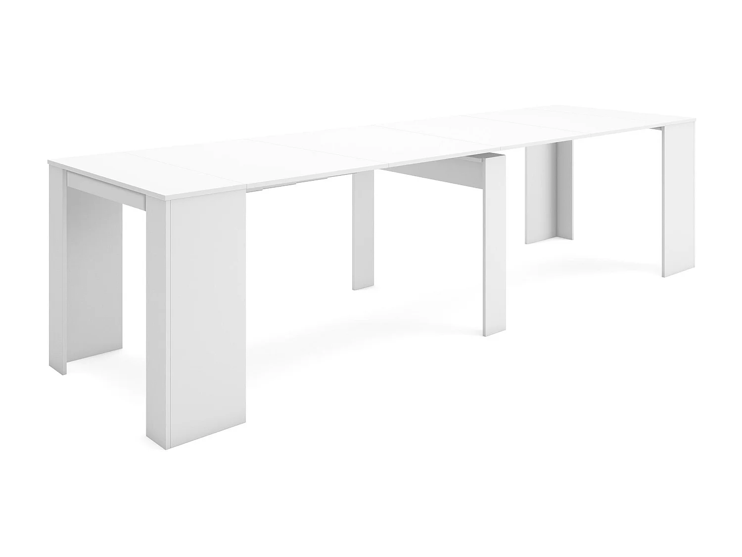 Uitschuifbare Consoletafel, 302x90x77cm, Voor 14 personen, Tafel, Wit