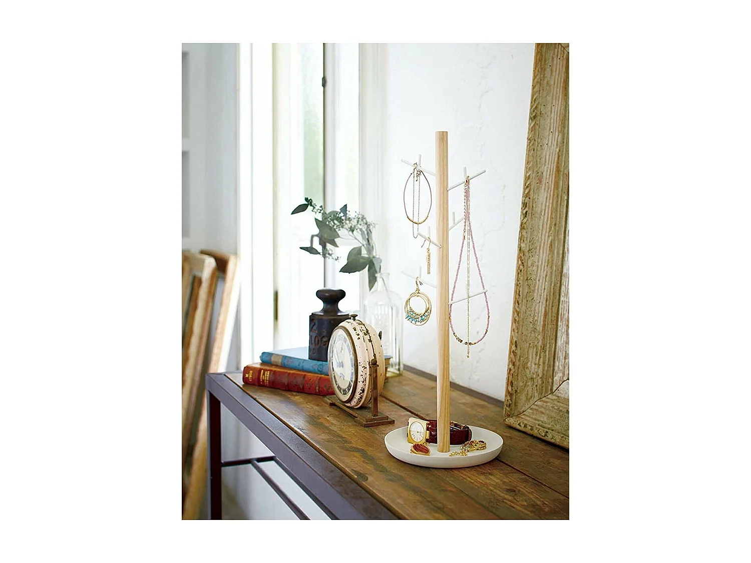 Arbre à bijoux avec 6 branches et socle récipient