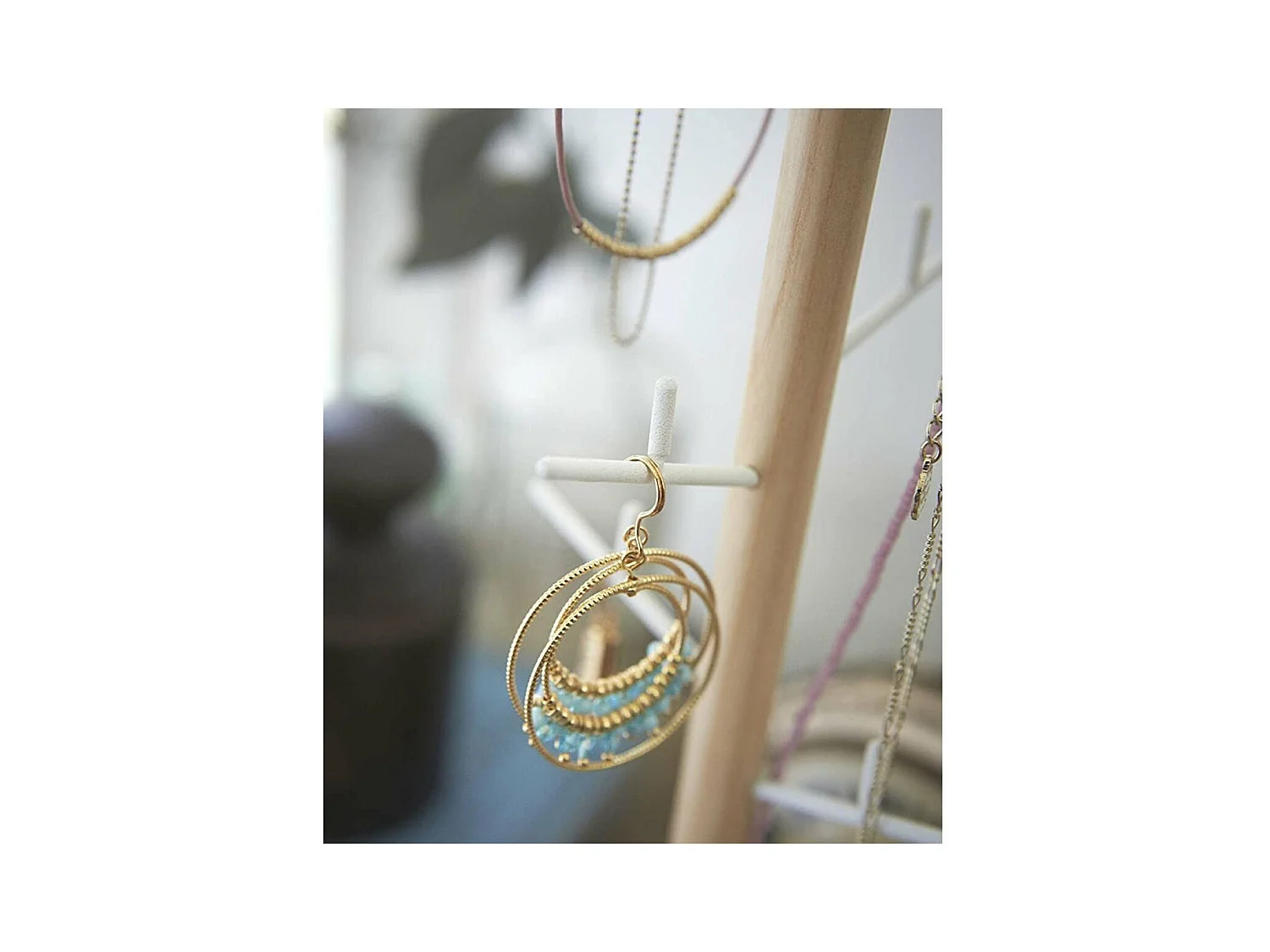 Arbre à bijoux avec 6 branches et socle récipient