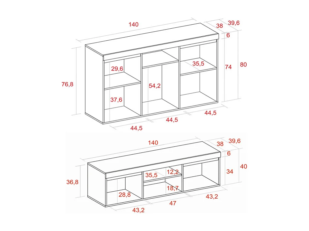 Set Naturale salle à manger, meuble auxilier, buffet-meuble TV 140cm chêne noir