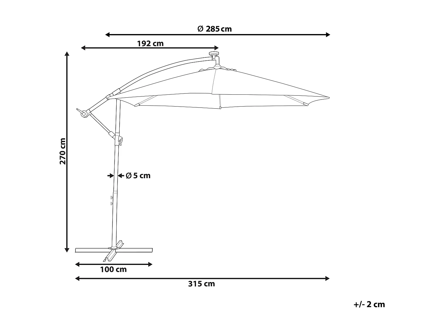 Parasol déporté LED 285 cm CORVAL Gris graphite