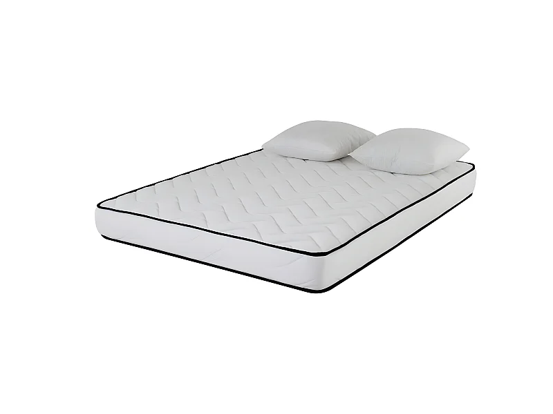 Matelas mousse Confort 140x200cm - mousse  - 18 cm - 2 Oreillers accueil mémoire de forme 60x60cm
