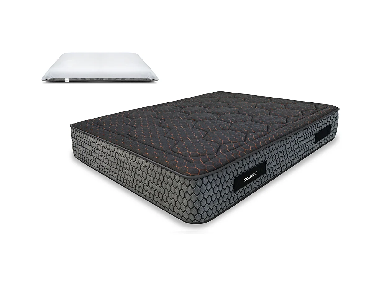 Matelas mousse Cosmos Black - 90x190cm et 1 Oreiller 70x40cm - accueil mémoire de forme - 28 cm