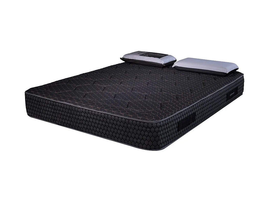 Matelas mousse Cosmos Black - 180x200cm et 2 Oreillers 70x40cm - accueil mémoire de forme - 28 cm