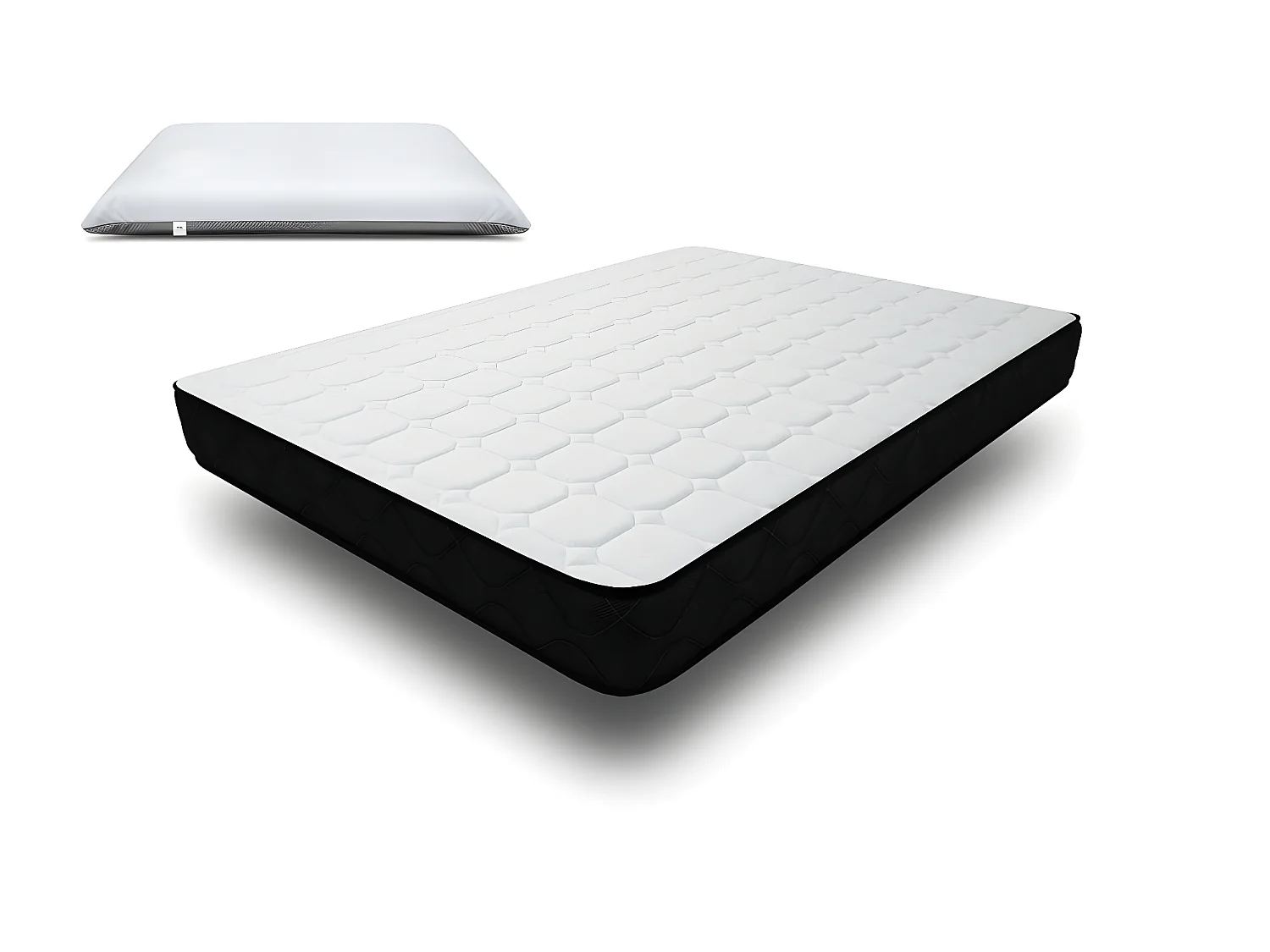 Matelas mousse Memory - 90x190cm et 1 Oreiller 70x40cm - accueil mémoire de forme 50kg/m3 - 19 cm