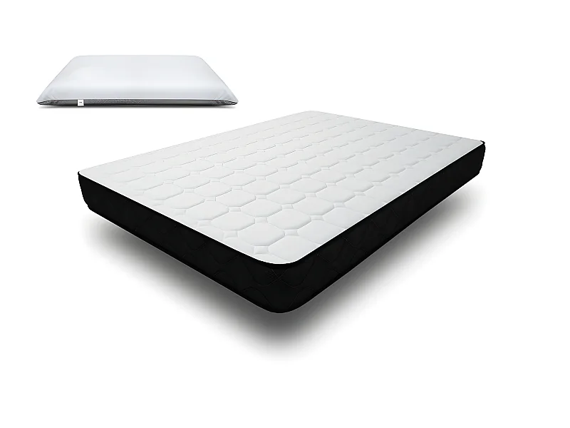 Matelas mousse Memory - 90x190cm et 1 Oreiller 70x40cm - accueil mémoire de forme 50kg/m3 - 19 cm