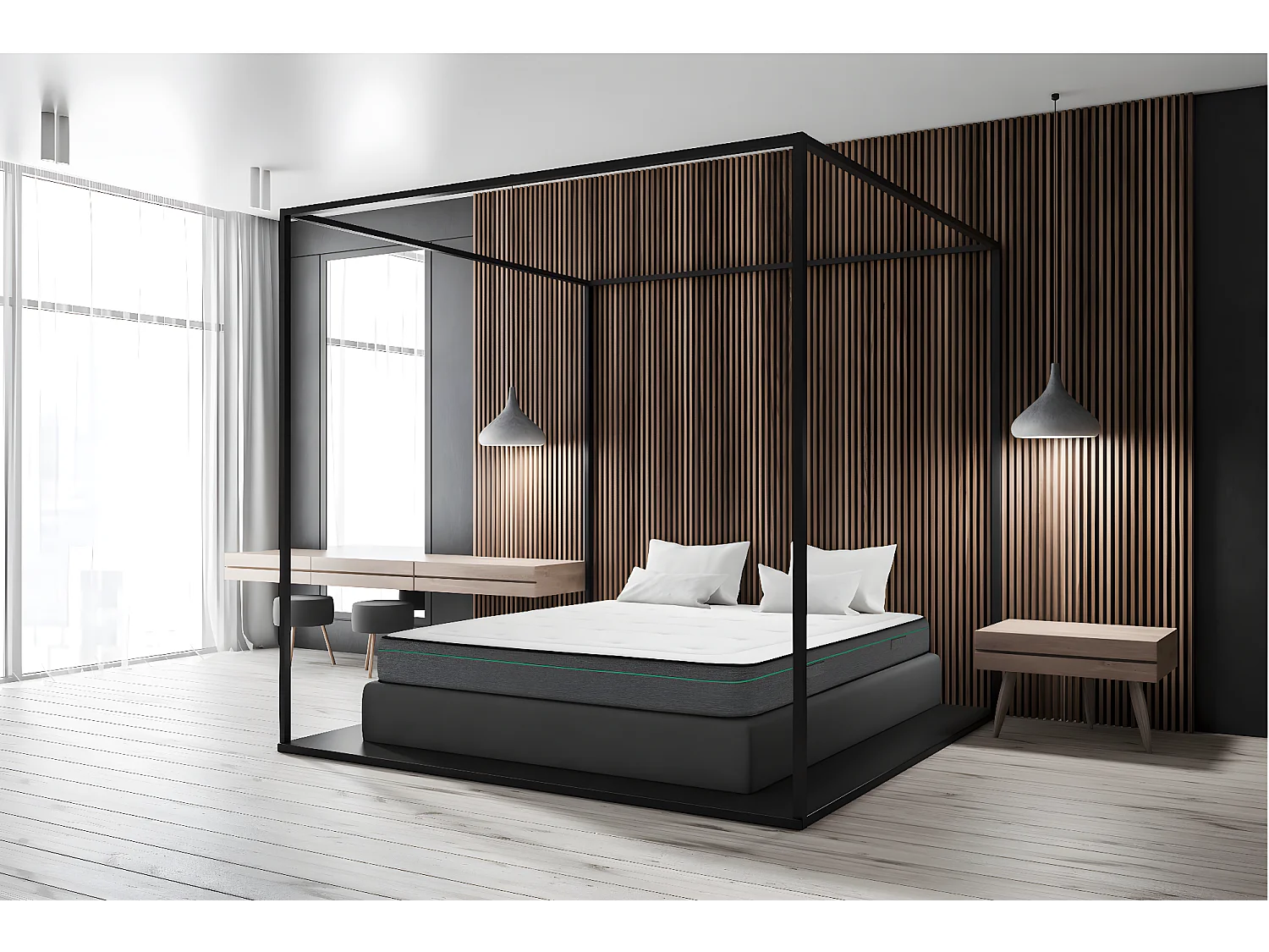 Matelas Dream mémore de forme 50kg/m³ - 23 cm 160x200 avec 2 Oreillers viscoélastiques 60x60cm