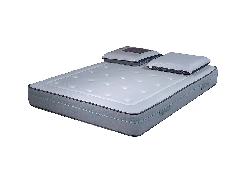 Matelas Dream mémore de forme 50kg/m³ - 23 cm 200x200cm avec 2 Oreillers viscoélastiques 60x60cm