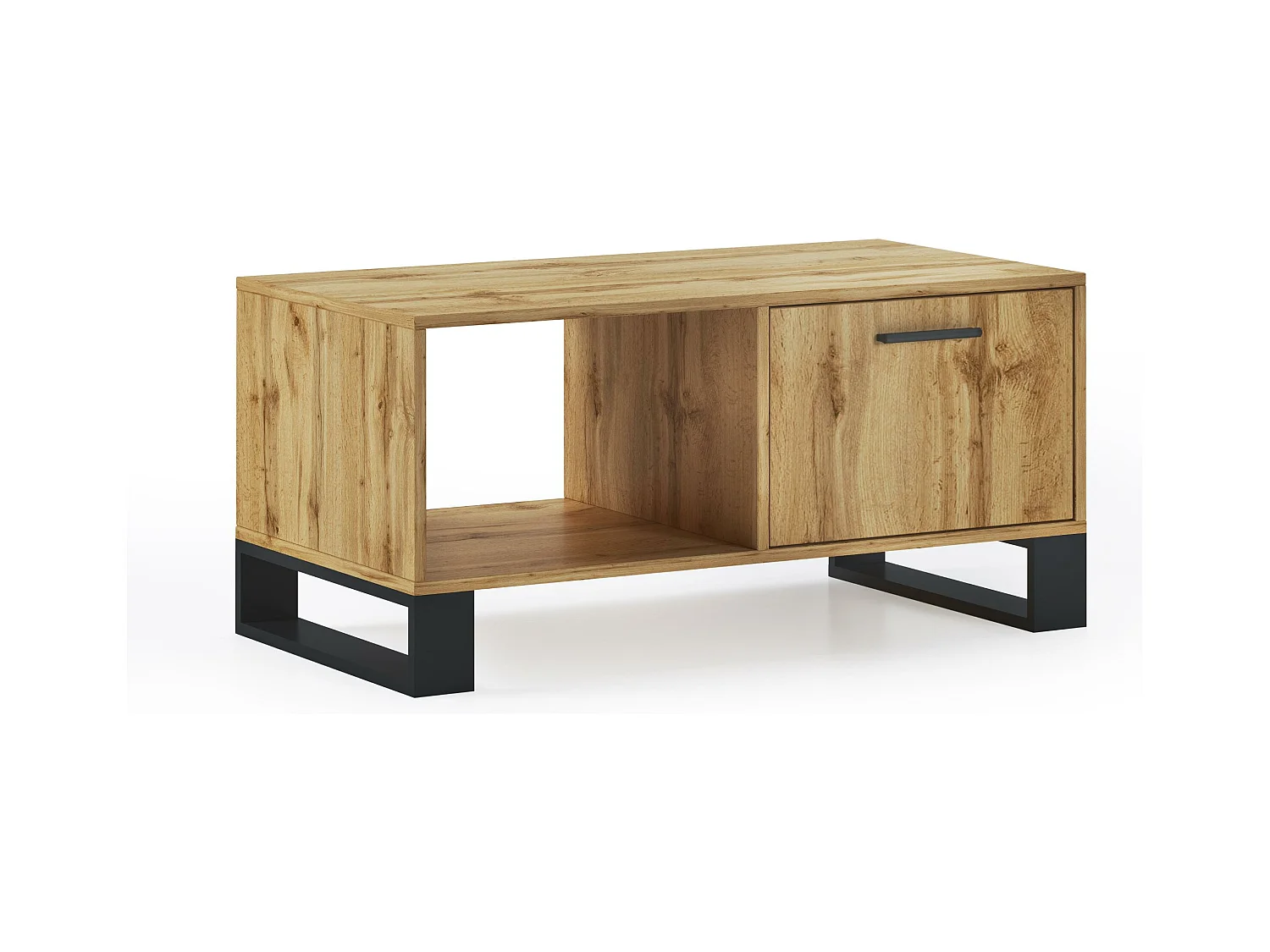 Table basse avec portes, salon, LOFT couleur structure et portes en chêne rustique, 91,5x50x45cm