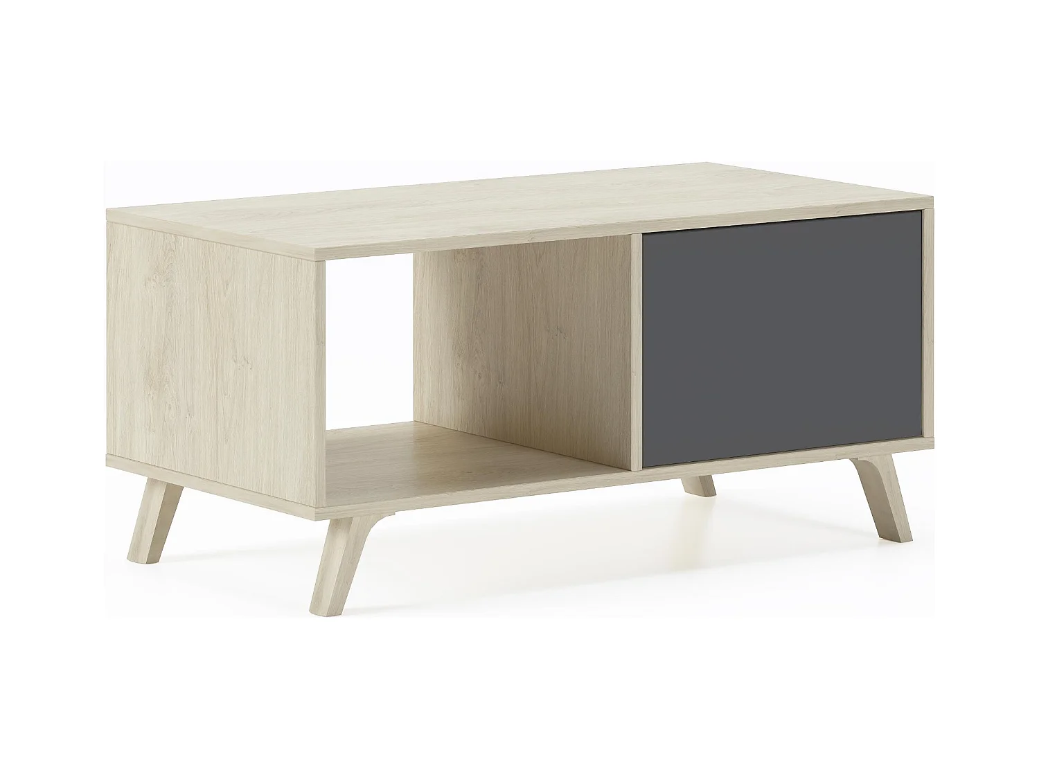 Table basse avec portes, modèle WIND, structure Chêne, portes Gris Anthracite, 91,5x50x45cm