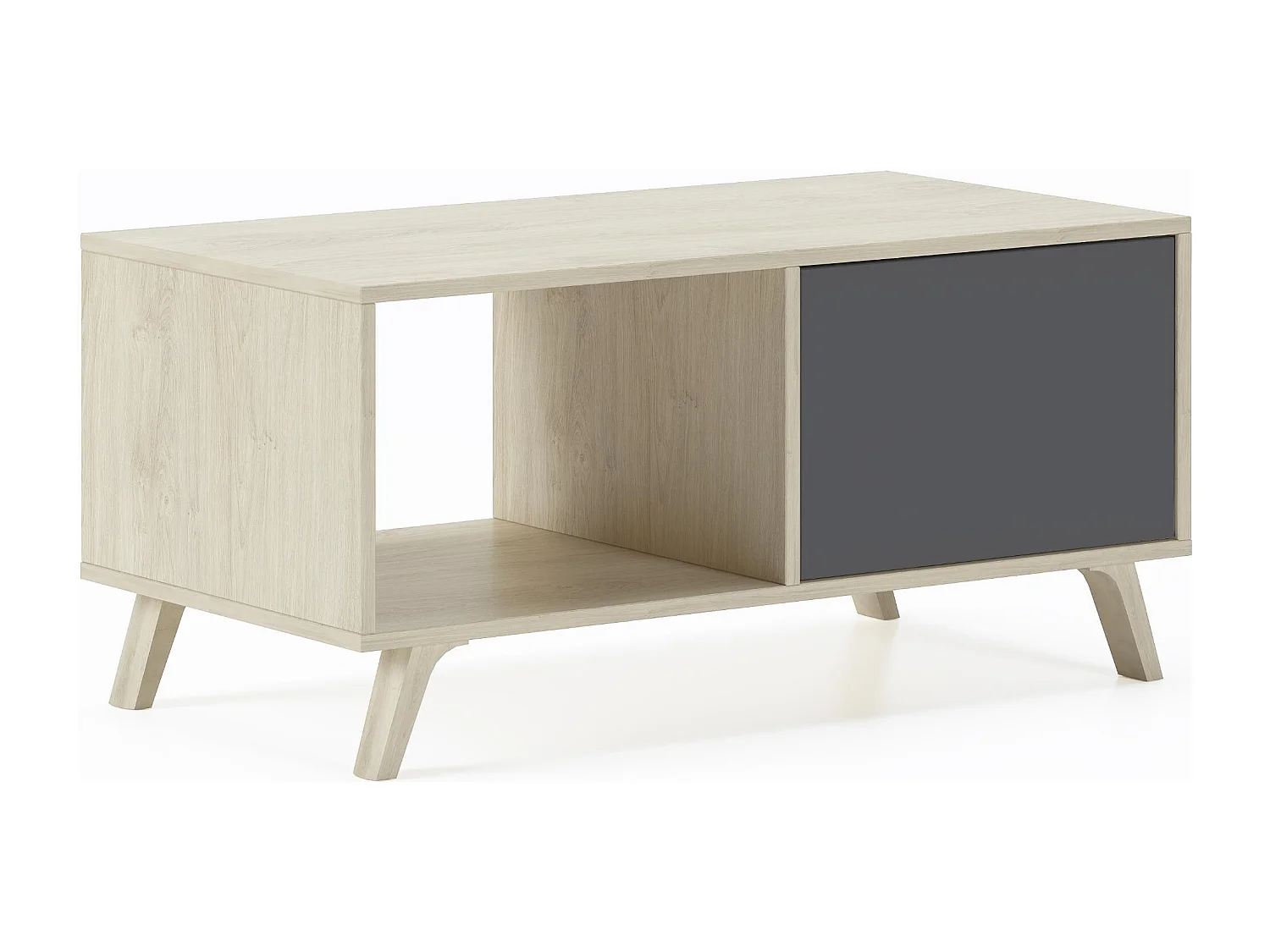 Table basse avec portes, modèle WIND, structure Chêne, portes Gris Anthracite, 91,5x50x45cm
