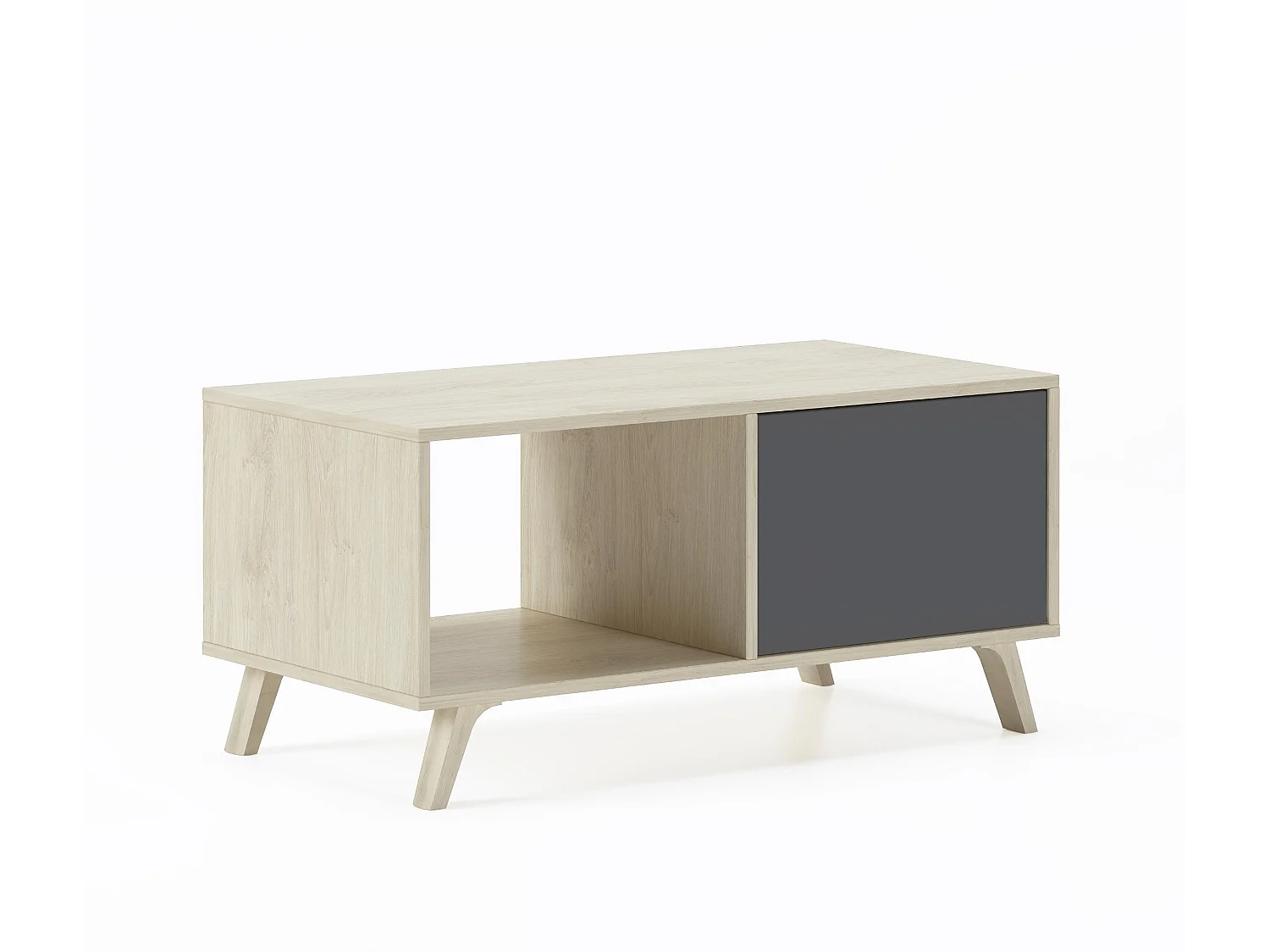 Table basse avec portes, modèle WIND, Chêne et Gris Anthracite, 91,5x50x45cm