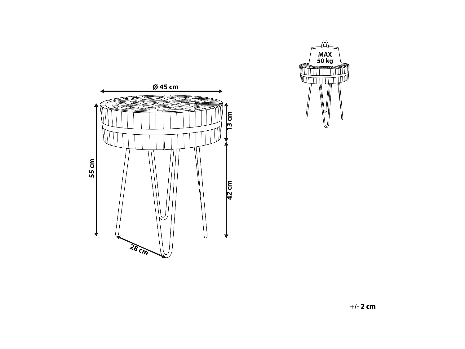 Bijzettafel TAKU Lichte houtkleur
