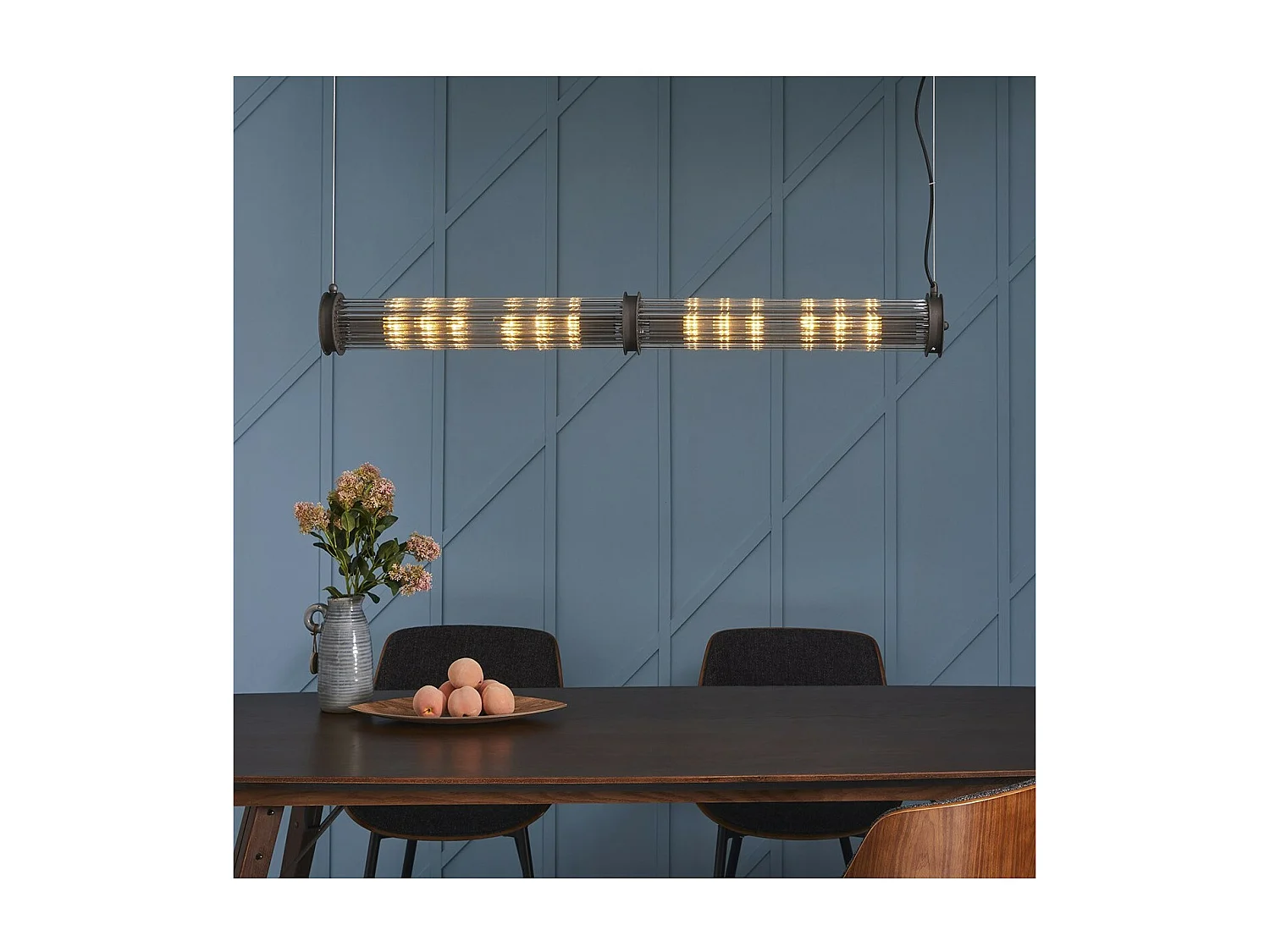 Suspension tube double verre métal gris
