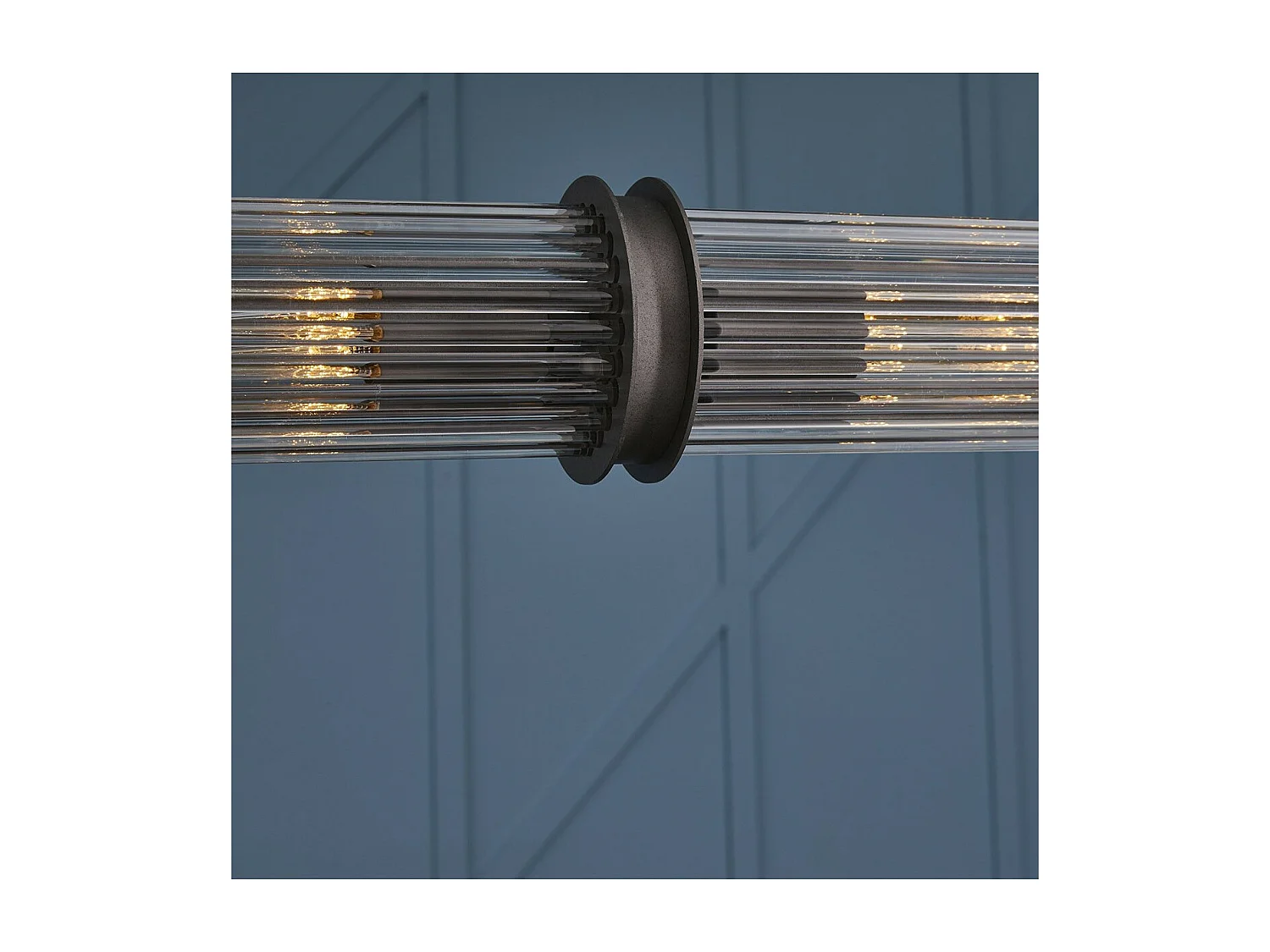 Suspension tube double verre métal gris