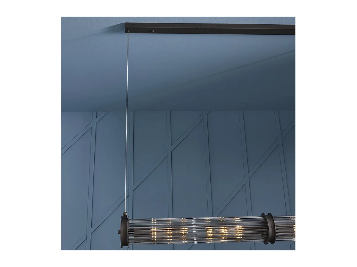 Suspension tube double verre métal gris
