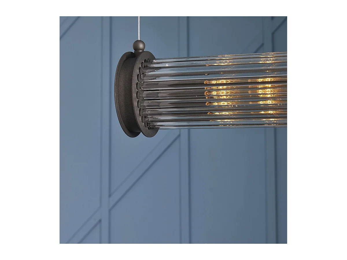 Suspension tube double verre métal gris