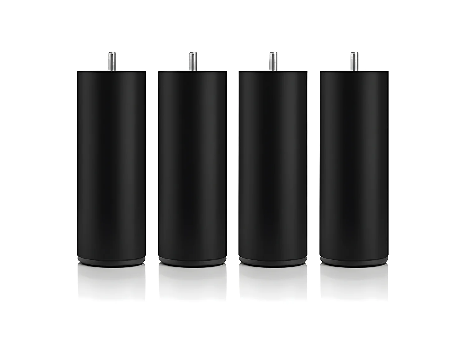 BELLECOUR LITERIE | Jeu de pieds de lit cylindriques en métal Noirs Hauteur 16 cm (lot de 4)