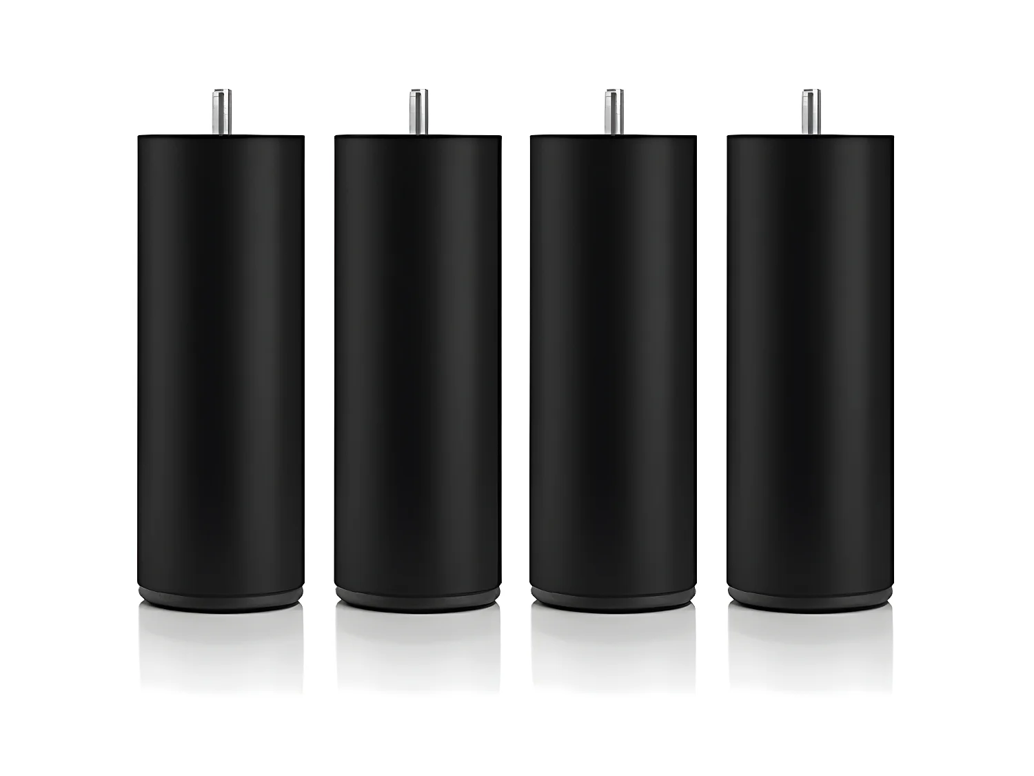 BELLECOUR LITERIE | Jeu de pieds de lit cylindriques en métal Noirs Hauteur 16 cm (lot de 4)