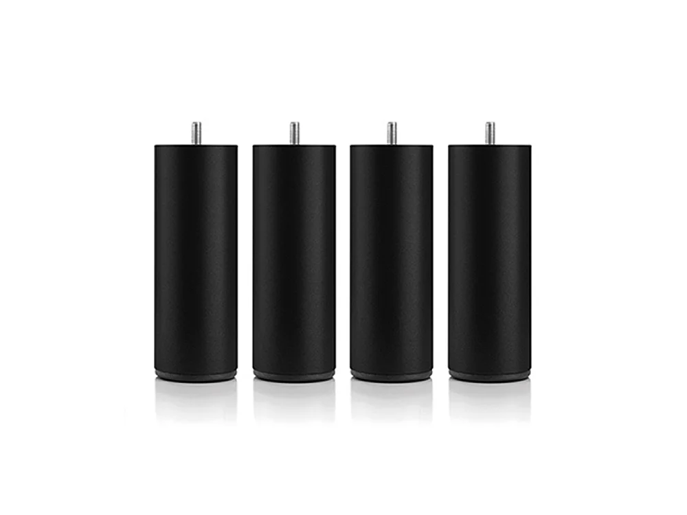 Pied de lit cylindrique métal noir - Hauteur 16 cm - À l'unité