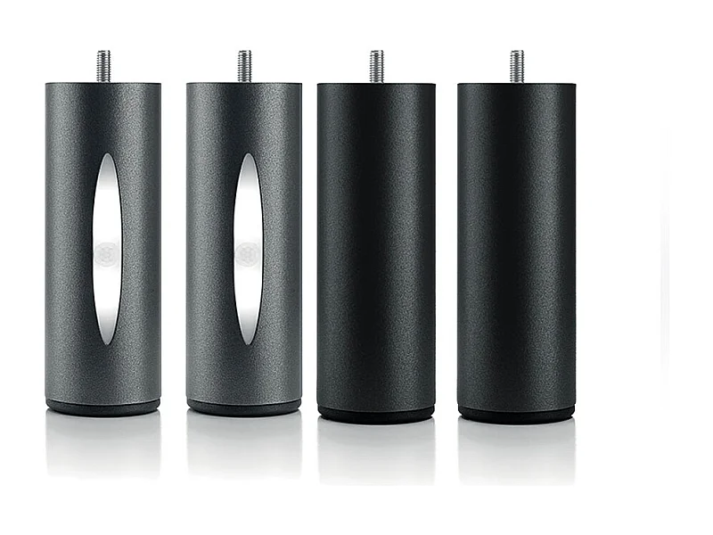 BELLECOUR LITERIE | Jeu de pieds de lit cylindriques (2 lumineux + 2 métal Noirs)