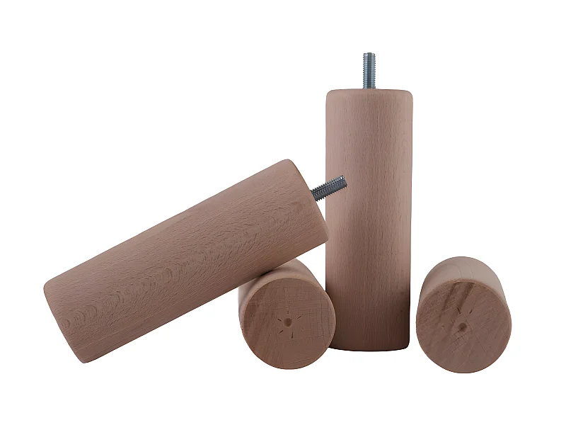 Jeu de 4 pieds en bois de 15 cm - pour sommiers tapissiers