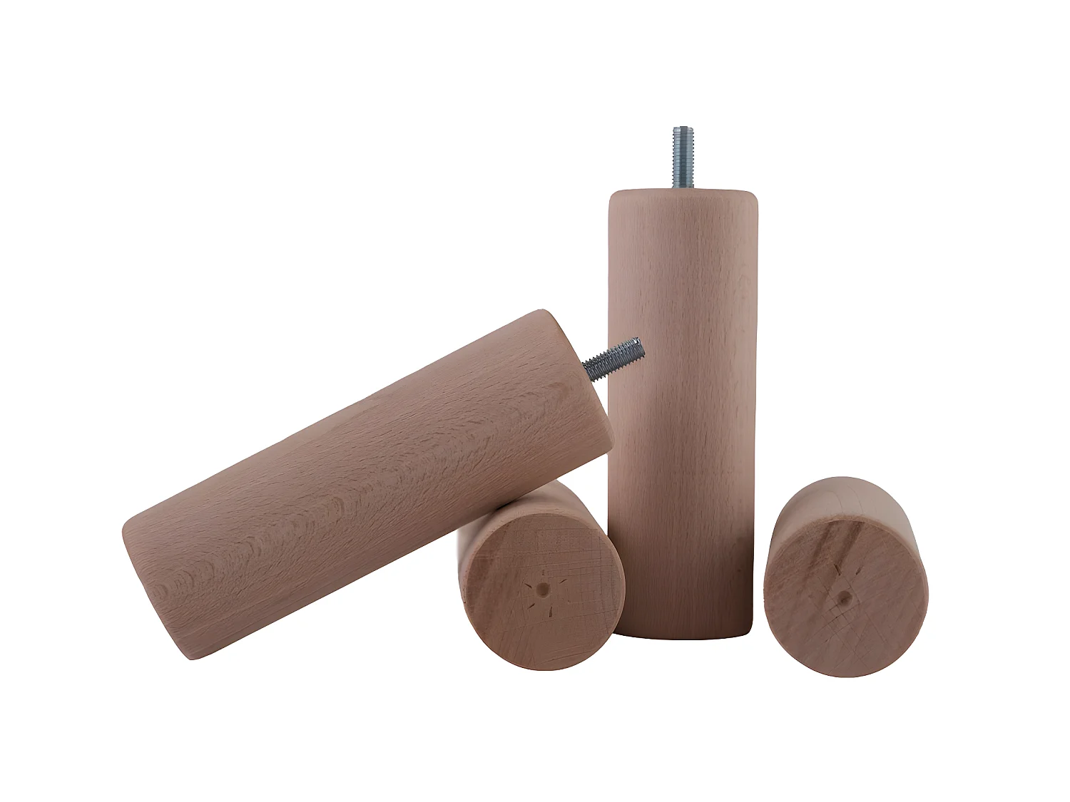 Jeu de 4 pieds en bois de 15 cm - pour sommiers tapissiers