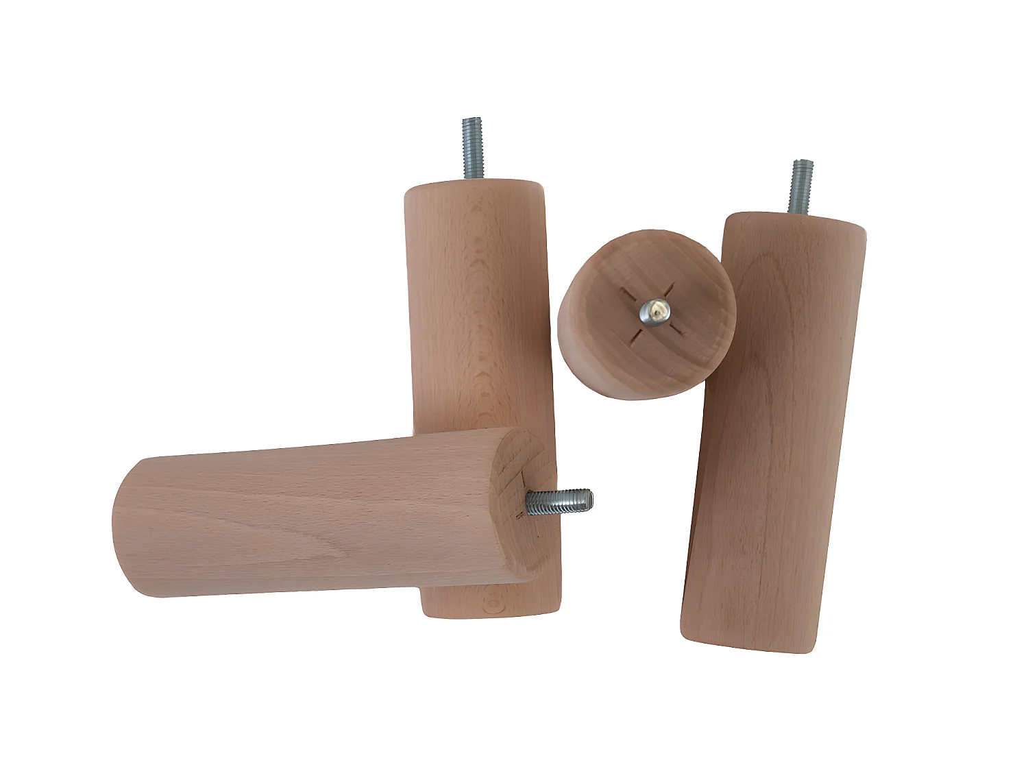 Jeu de 4 pieds en bois de 15 cm - pour sommiers tapissiers