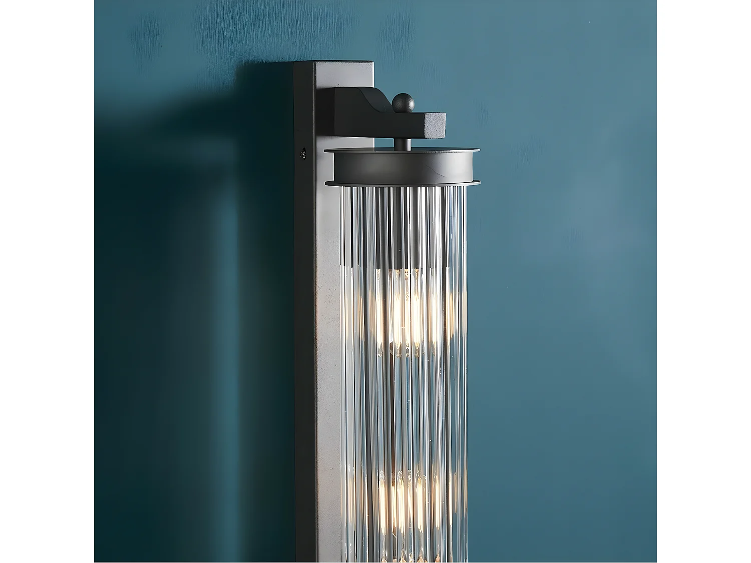 Applique tube verre métal gris