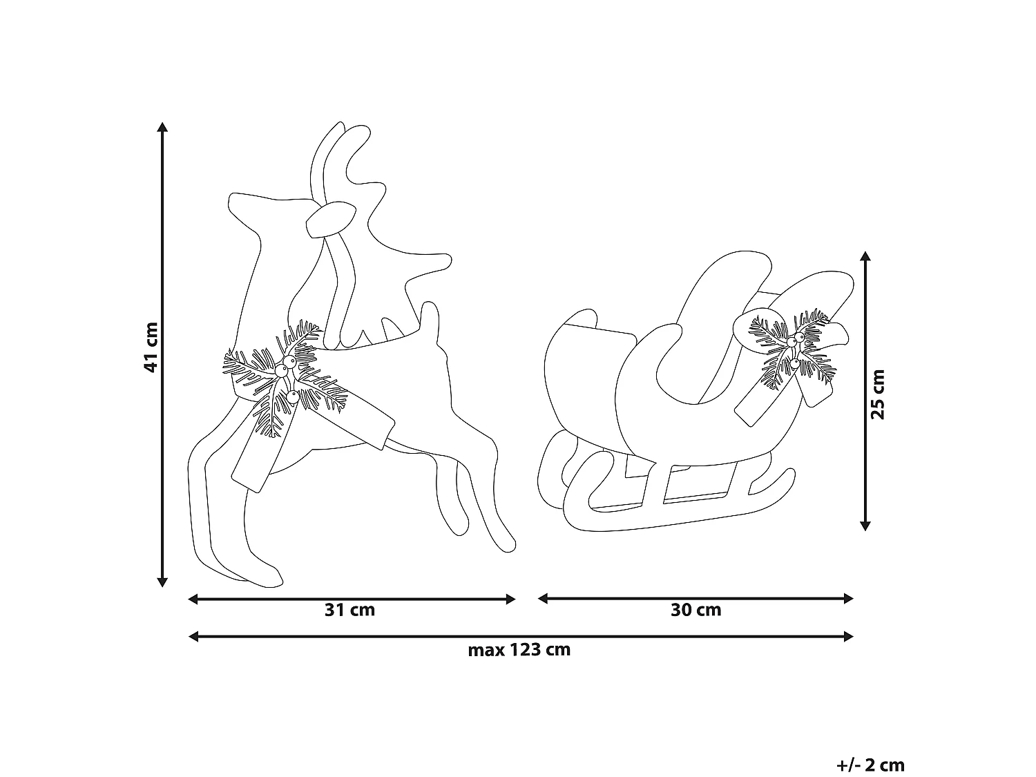 Outdoor Weihnachtsbeleuchtung LED Metall Rentier Schlitten 41 cm silber Enodak