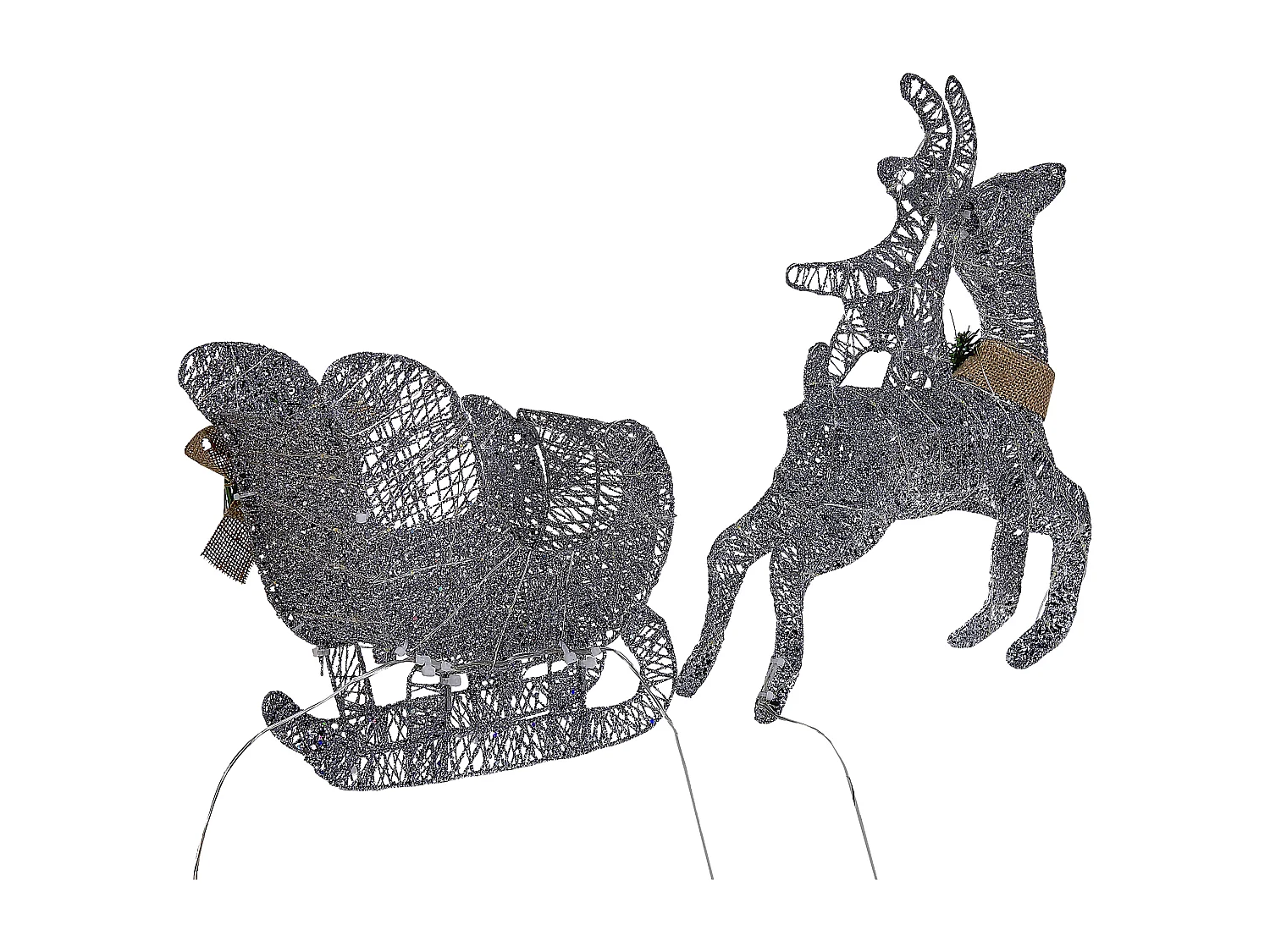 Outdoor Weihnachtsbeleuchtung LED Metall Rentier Schlitten 41 cm silber Enodak