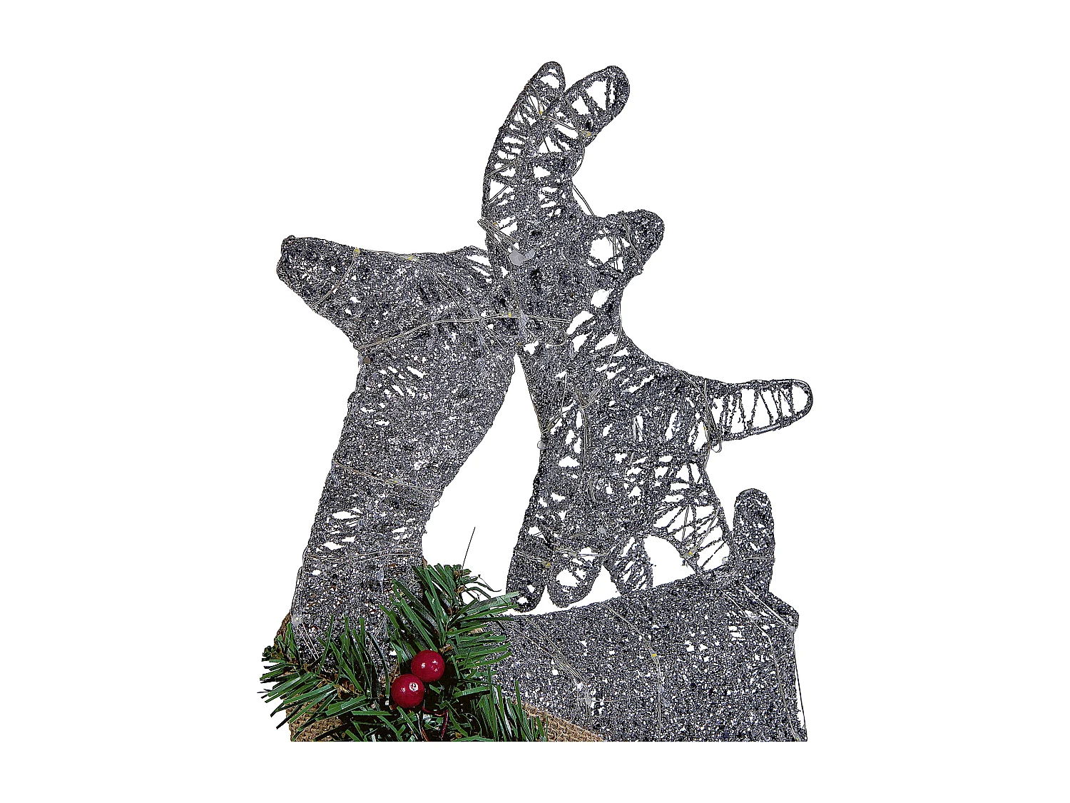 Outdoor Weihnachtsbeleuchtung LED Metall Rentier Schlitten 41 cm silber Enodak